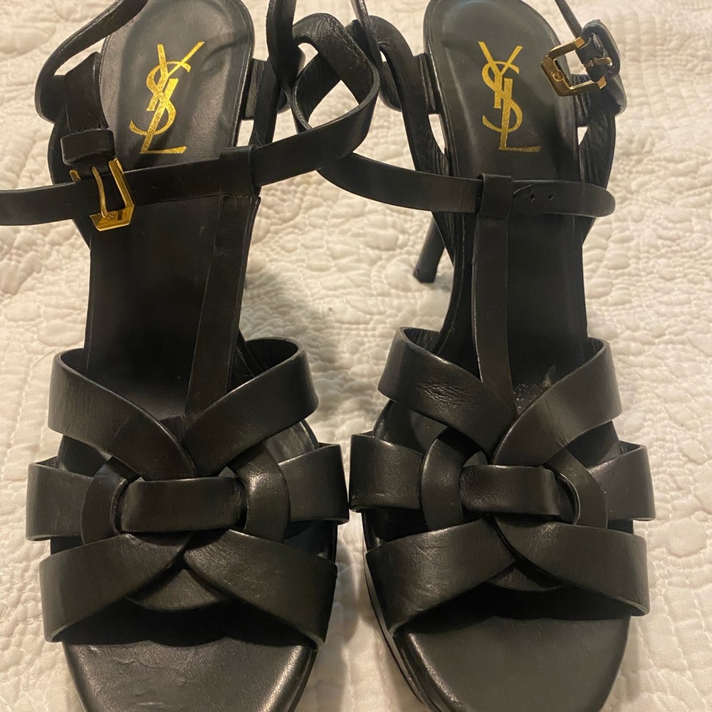 Saint Laurent Black Strappy Heels